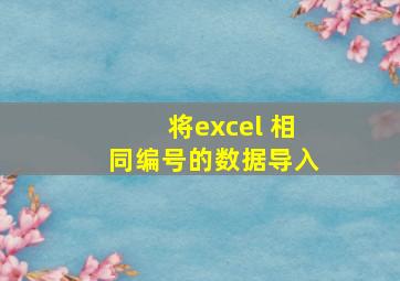 将excel 相同编号的数据导入